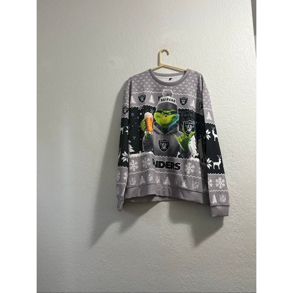 NFL Las Vegas Raiders Football Grinch Christmas Ugly Sweater 2x